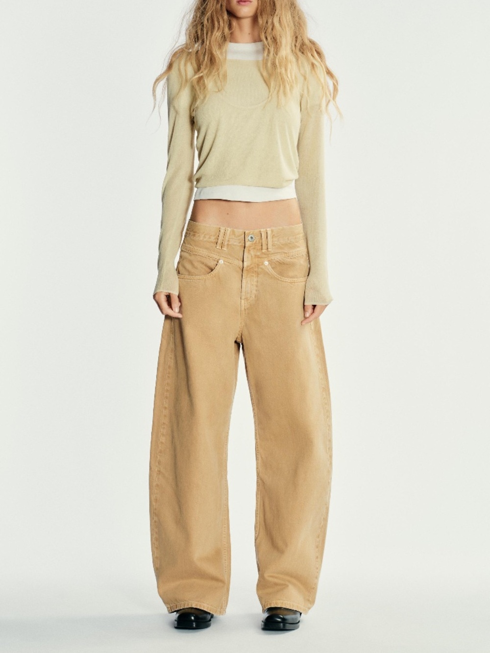 ZARA TRF LOW RISE BAGGY BARREL JEANS